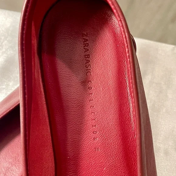 Zara Burgundy Leather Flats - Picture 10 of 10